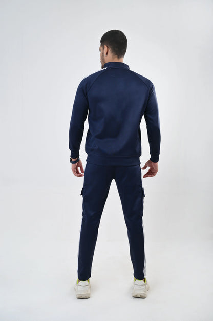 Navy Streak Zipper Tracksuit