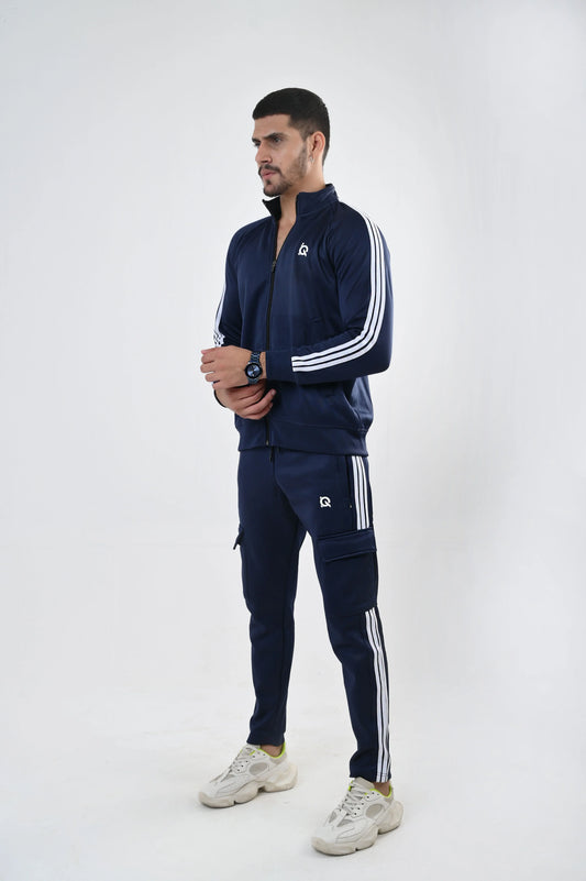 Navy Streak Zipper Tracksuit