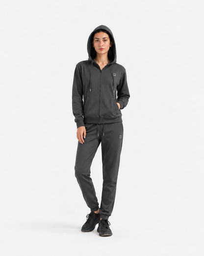 W-Grey Zip Hoodie Tracksuit