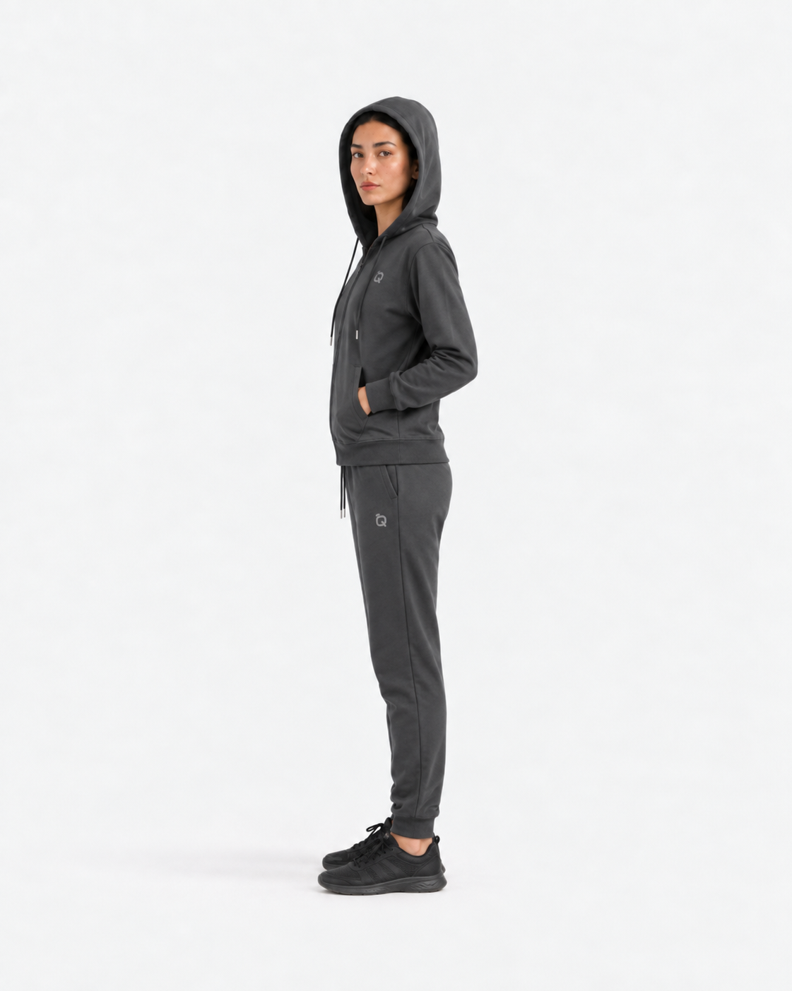 W-Grey Zip Hoodie Tracksuit