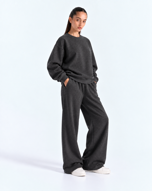 Oversized Crewneck Tracksuit - Charcoal Grey