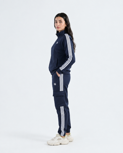 W-Navy Streak Zipper Tracksuit